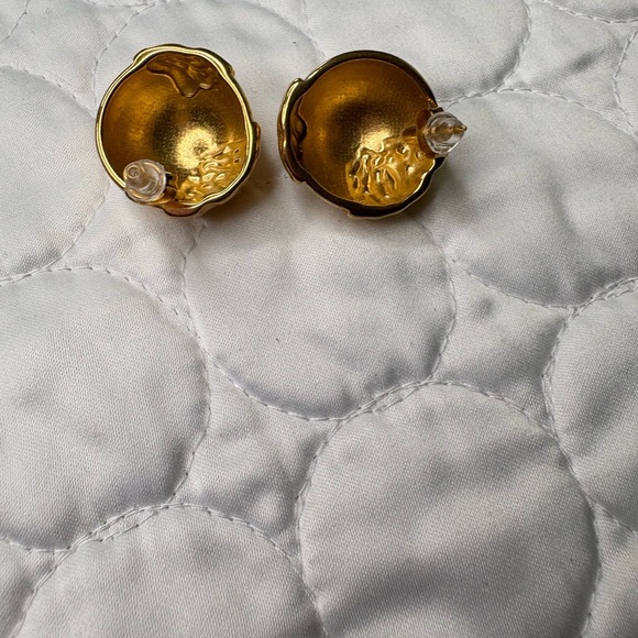 Gold Textured Earrings - Picture 5 of 6